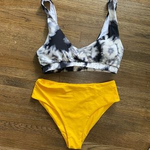 Yellow and Black and White Swim Suit